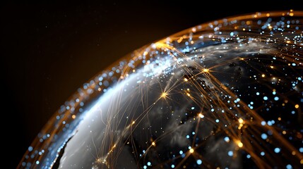 Aufkleber - Futuristic globe with digital lights and lines