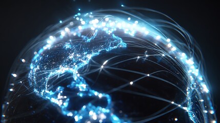 Aufkleber - Futuristic globe with digital lights and lines