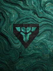Poster - Fitness Gym Logo Displayed Over a Dynamic Abstract Muscle Texture Background Showcasing Strength and Energy in an Artistic Design