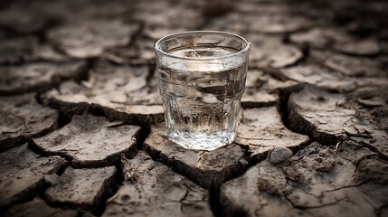 Aufkleber - Glass of water on cracked and dry soil