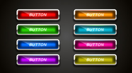 Wall Mural - Light button, frame label, event web bar, buttons with color. Vector illustration