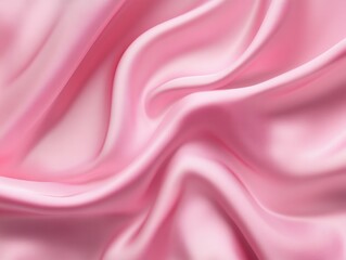 Poster - Close-up of Flowing Pink Silk Fabric Texture with Soft Folds and Drapes for Fashion and Design Projects
