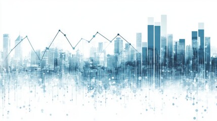 Poster - Minimalistic line and bar graph with a white background, showing clear data trends in shades of blue and grey for a clean, professional look