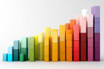 Poster - Colorful blocks arranged in a gradient pattern create a vibrant visual display of ascending heights