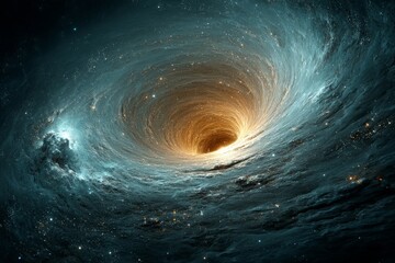Aufkleber - Vortex of light and cosmic dust spiraling into the depths of a black hole in the vastness of space