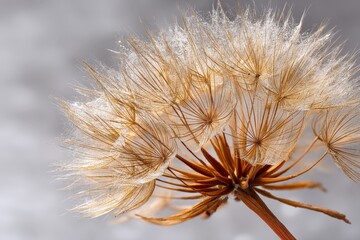 Fototapete - Delicate flower seeds softly blowing in the wind during a calm morning in an open field