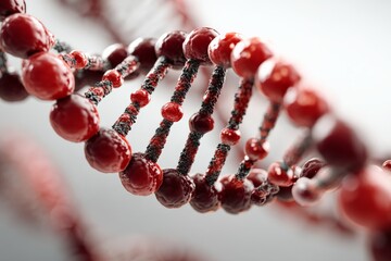 Poster - Detailed close-up of a red DNA helix structure showcasing molecular intricacies and design