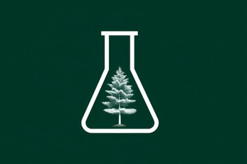 Poster - Creative illustration of a flask with a tree design symbolizing environmental science and sustainability efforts in a laboratory setting