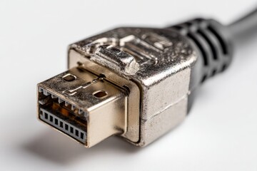 Aufkleber - Close-up view of a metallic USB connector on a black cable highlighting its intricate design and functionality for modern devices
