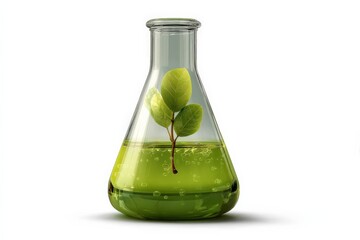 Aufkleber - Green plant growing in a laboratory flask filled with liquid at a scientific research facility