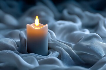 Aufkleber - Calm candlelight illuminating soft fabric background in tranquil setting
