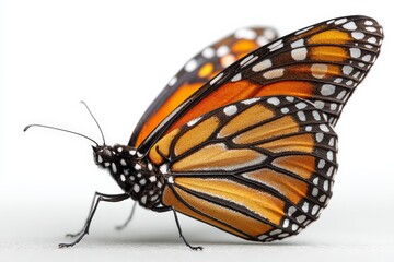Fototapete - Vibrant monarch butterfly perched on a surface displaying intricate wing patterns and colors during daylight hours