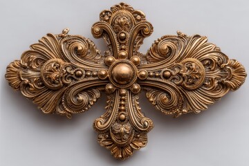 Aufkleber - intricate golden cross ornament featuring elaborate designs and detailing from a historical period o