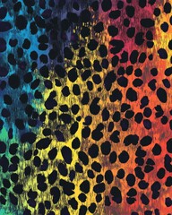 Poster - Vivid Animal Print Design with Rainbow Gradient Background Close-up Abstract Artistic Style Wallpaper