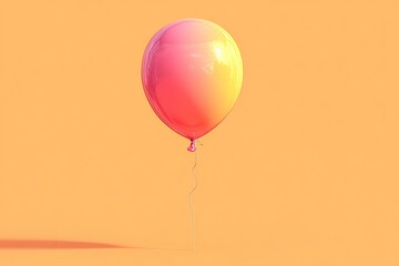 Poster - Bright pink and orange balloon floats against a vibrant yellow background creating a playful atmosphere