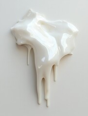 Poster - Dripping White Cream Close Up Shot on Plain Background for Beauty Product or Food Concept Studio Shot