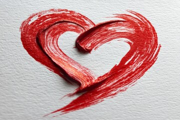 Aufkleber - Creative heart design with red paint on textured paper showcases artistic expression