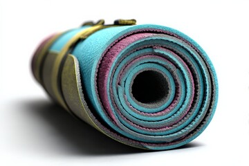 Aufkleber - Colorful yoga mat rolled up, showcasing texture and design with vibrant hues suitable for daily practice and fitness activities