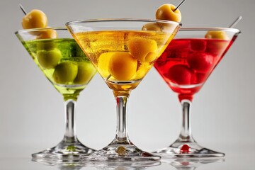 Poster - Colorful cocktails with fruit garnishes served in elegant glasses at a party