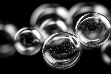 Aufkleber - Clear bubbles floating in dark space create a mesmerizing abstract effect during a quiet moment of reflection