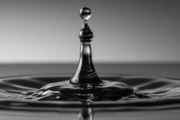 Aufkleber - Water droplet creates a stunning splash in monochrome design capturing fluid motion