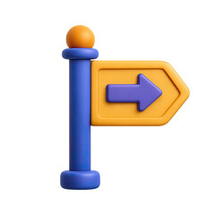 Poster - 3D Render of a Yellow and Blue Directional Arrow Sign on a Dark Background