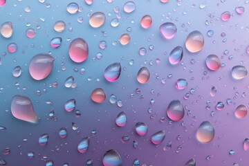 Leinwandbilder - Colorful water droplets create a beautiful pattern on a smooth surface in a vibrant gradient background