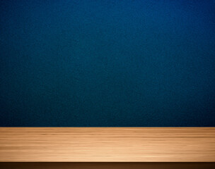 Wall Mural - empty brown wooden table top over blue gradient background