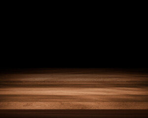 Wall Mural - Empty wooden table on dark background Empty Space for display your products