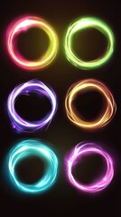 Poster - luminous circles abstract background graphic design element with glowing rings of light in multiple 