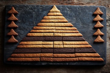 Poster - Elegant cookie pyramid arrangement on a rustic wooden surface for holiday gatherings and festive occasions