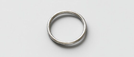 Poster - Silver Ring Close Up on White Background Minimalist Jewelry Fashion Accessory Wedding Band Simple Design Contemporary Style