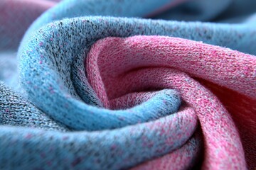 Leinwandbilder - Soft textured fabric swirls in shades of blue and pink with fine details and a cozy appearance