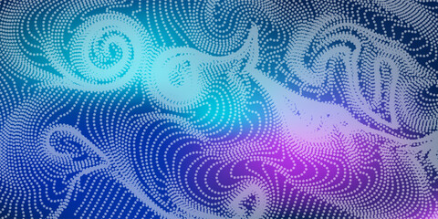 Modern light point Hi-tech digital technology concept. High tech computer illustration with purple and dark blue gradient background