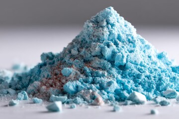 Poster - Vibrant blue powder displayed in a mound on a light background showing details of texture and color variations