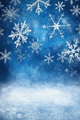 Poster - Winter Wonderland Background with Falling Snowflakes in Blue Tones for Christmas Holiday Season Celebration Festive Atmosphere Abstract Design
