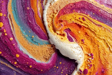 Poster - Colorful swirls of vibrant foam created during an artistic project in a studio setting