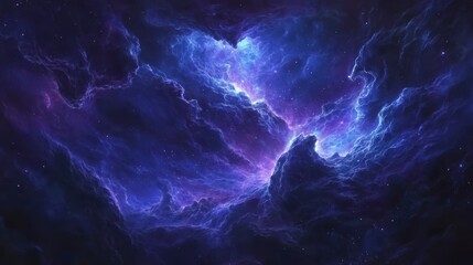 Aufkleber - Vibrant nebula with blue and purple cosmic clouds, stars, and glowing gas.