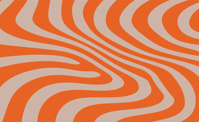 Fototapete - Wavy orange and beige stripes create a dynamic, abstract pattern. The vector illustration gives a modern, retro feel, perfect for backgrounds, posters, or digital design projects.
