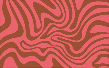 Fototapete - Retro abstract vector pattern featuring organic, wavy brown and pink shapes. The fluid, groovy design is perfect for backgrounds, posters, and projects with a psychedelic or vintage style.