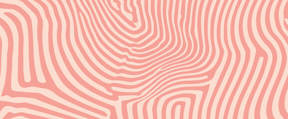 Fototapete - Wavy, curved lines in soft pink tones on a light background, creating a calm, abstract optical effect in a trendy modern minimal wavy line art style, popular in contemporary graphic design.