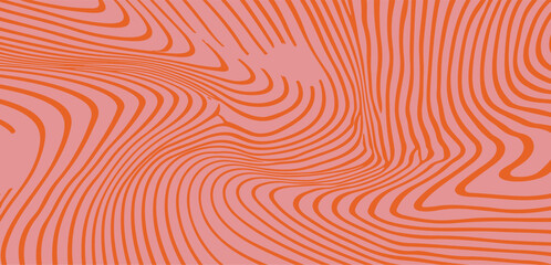 Aufkleber - Swirling orange and pink abstract vector pattern with wavy lines creates a retro, dynamic, and playful visual effect, perfect for backgrounds, posters, and trendy design projects.