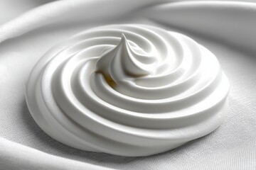 Poster - Whipped cream swirl topped with a glossy peak on a white cloth in a cozy dining setting