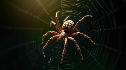 A spider is sitting in the center of a web