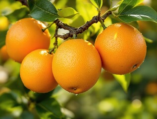 Poster - Oranges growing on tree branches.