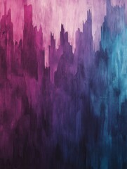 Poster - Abstract Painted Skyline in Pink Purple and Blue Hues Vertical Brush Strokes Texture Background Artistic Expressionism Style