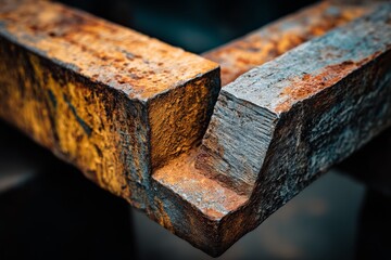 Leinwandbilder - Detailed view of rusty metal structure showcasing aging textures and colors in an industrial setting
