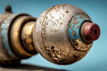 Aufkleber - Detailed close-up of a vintage valve with rust and blue accents captured in natural light showcasing its weathered texture