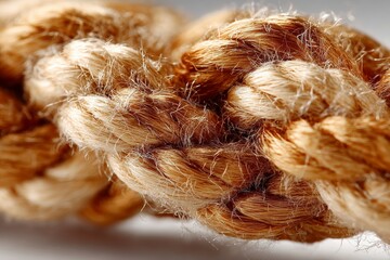 Poster - Close-up view of intertwined natural fiber rope showcasing texture and detail under soft lighting
