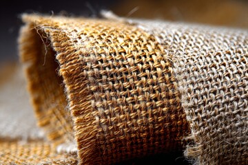 Poster - Woven fabric texture showing intricate patterns and natural tones, ideal for textile design projects and crafts